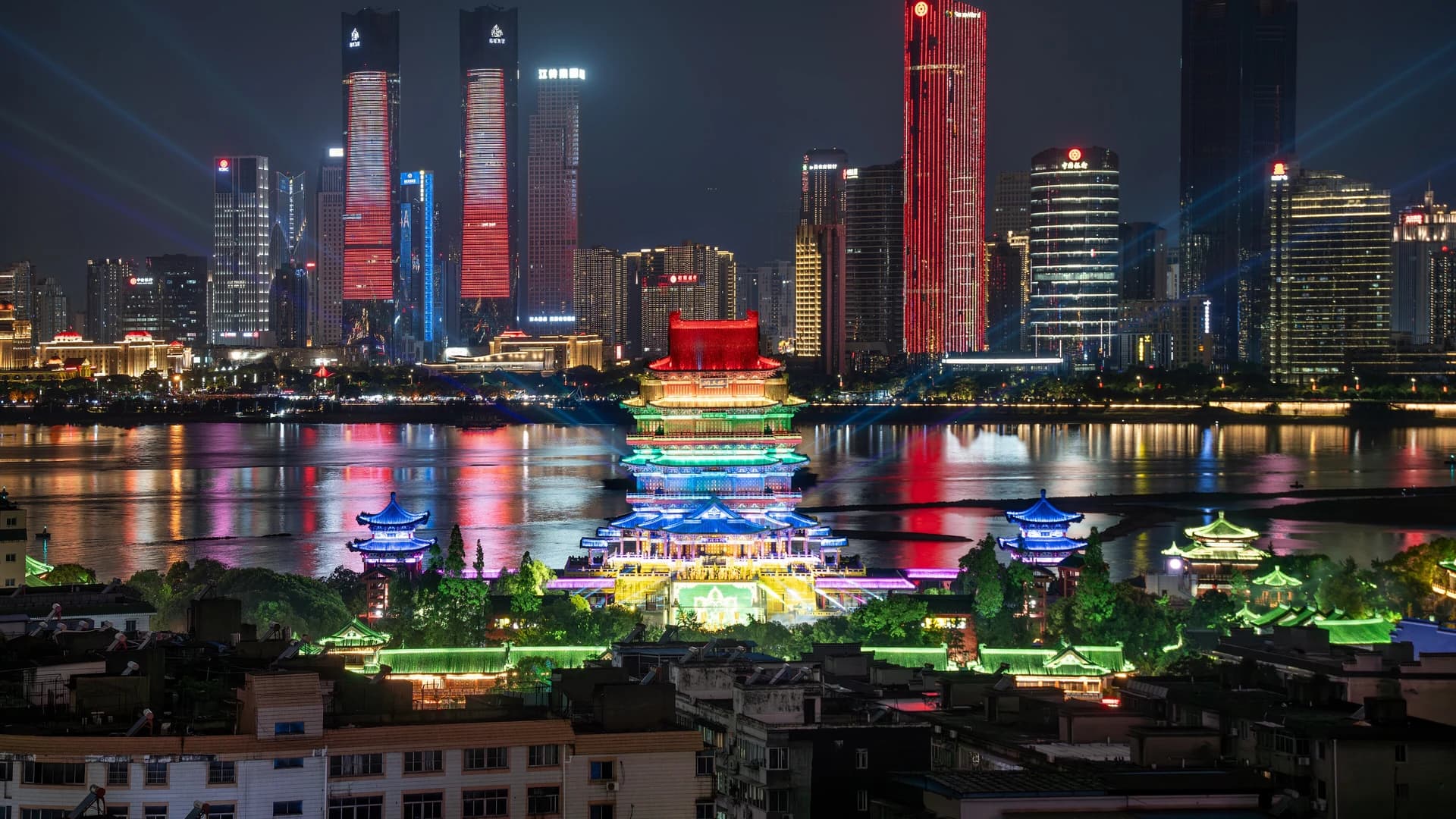 Nanchang skyline beside the Gan River