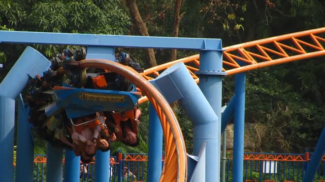 A roller coaster turning through Chimelong Paradise in Guangzhou
