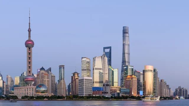 The Lujiazui skyline viewed from the Bund across the Huangpu River