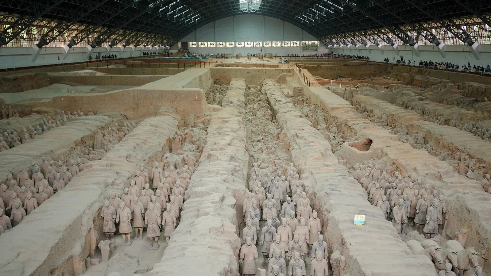 Rows of terracotta warriors in Emperor Qin’s mausoleum museum