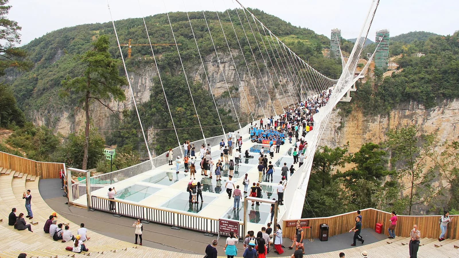 The glass bridge spanning Zhangjiajie Grand Canyon
