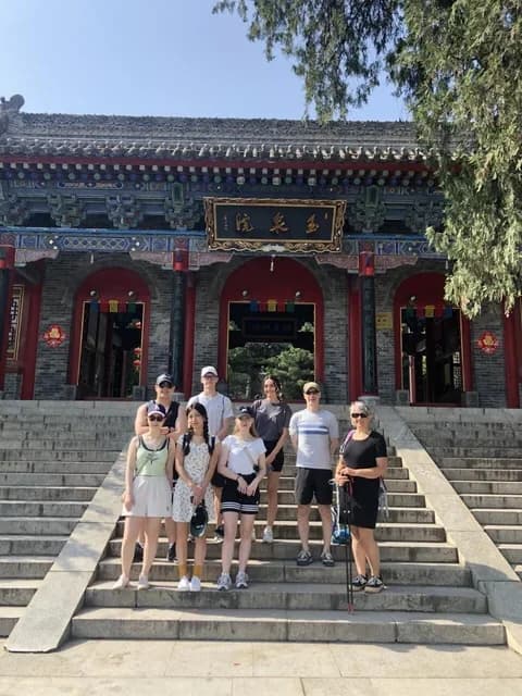Travelers at Yuquan Temple below Mount Hua
